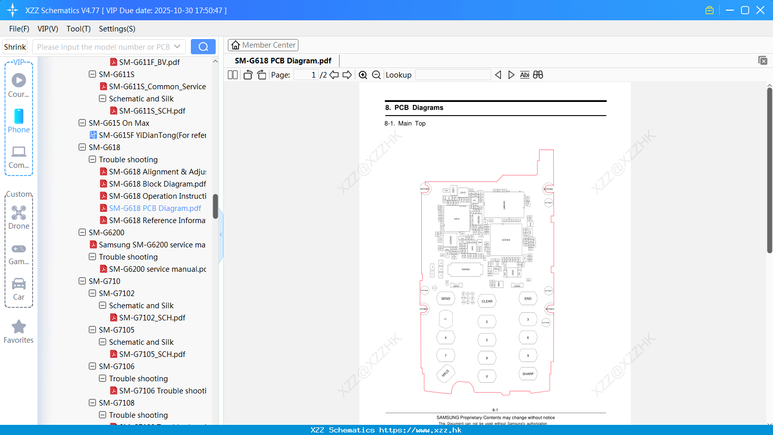Samsung SM-G618 PCB Diagram